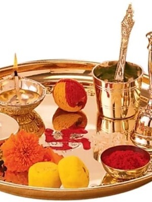 Brass Thali pooja set of 4