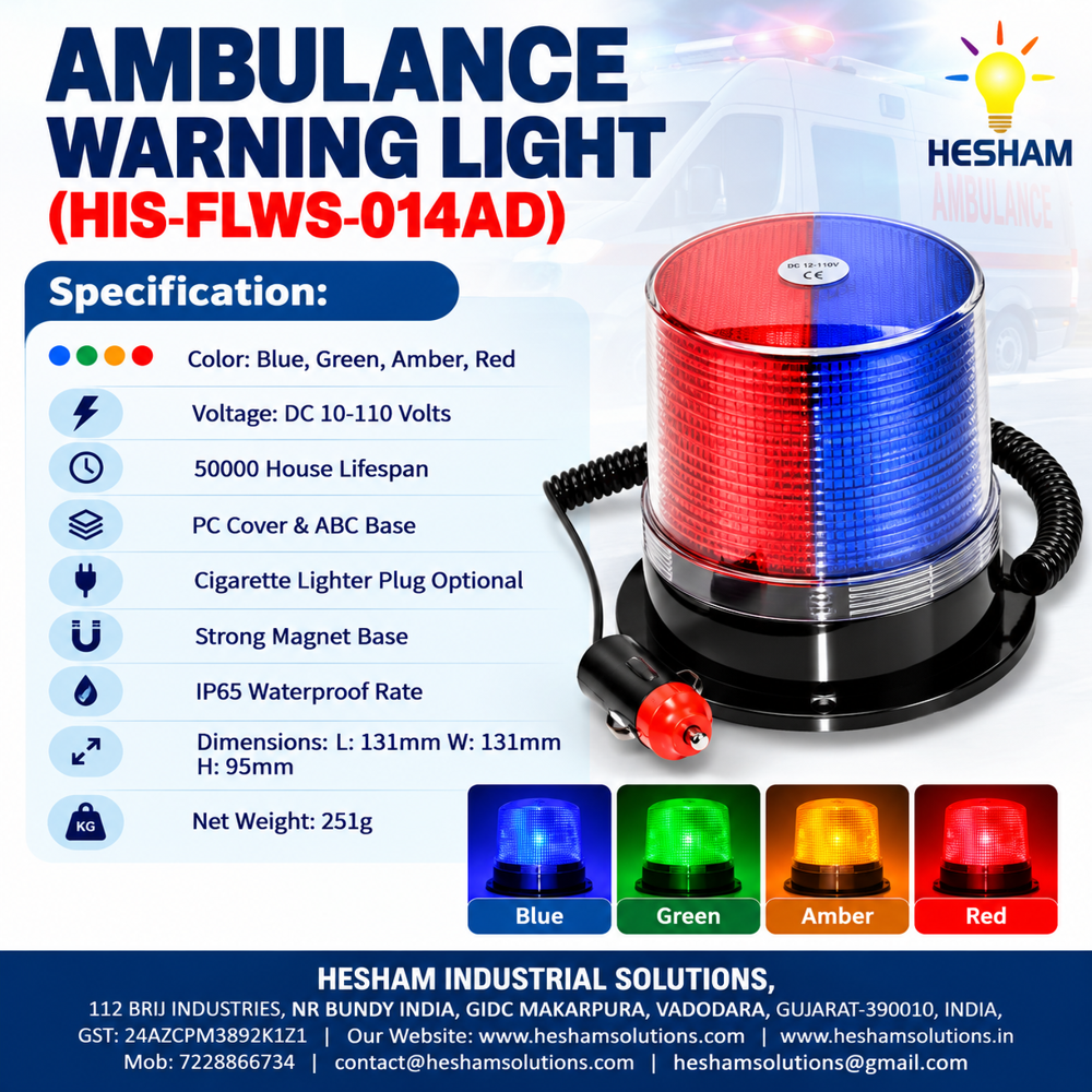 Ambulance Warning Light (His-Flws-014 Ad) - Dimension (L*W*H): L: 131Mm W: 131Mm H: 95Mm Millimeter (Mm)