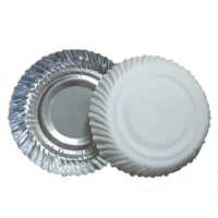 Silver And White Disposable Round Paper Plate