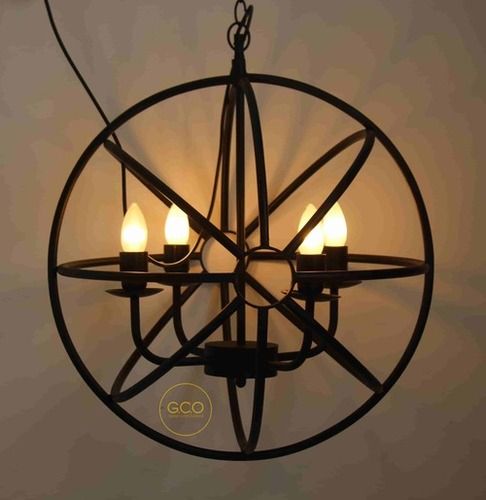 Round Hanging Chandelier In iron with four arms holder fitting interior lighting decor