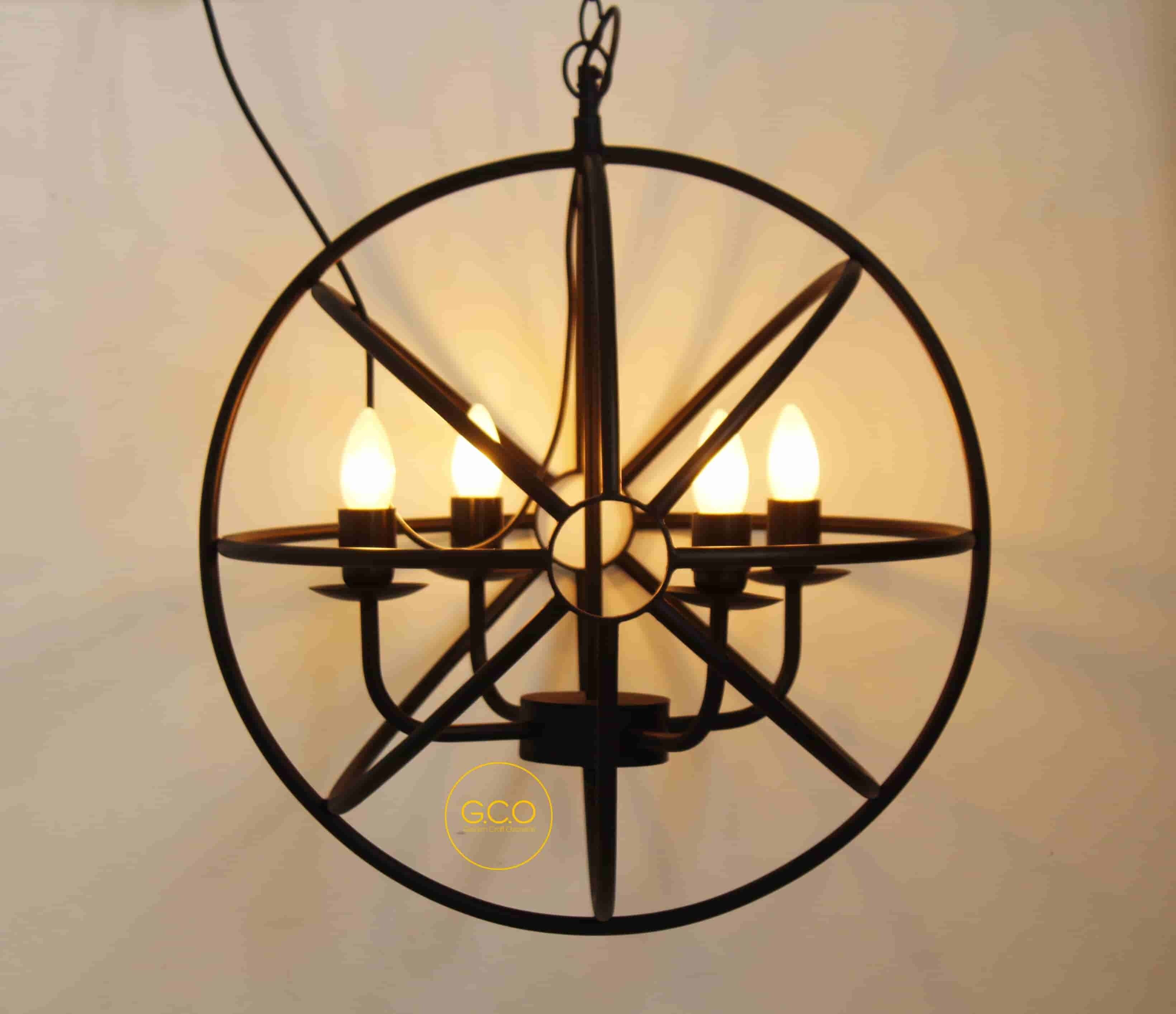 Round Hanging Chandelier In iron with four arms holder fitting interior lighting decor