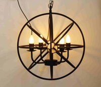 Round Hanging Chandelier In iron with four arms holder fitting interior lighting decor