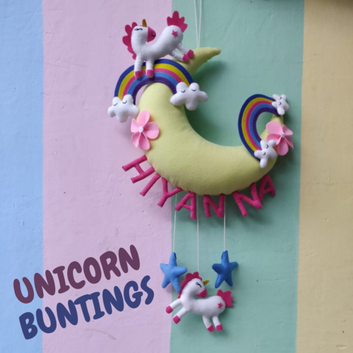 Felt unicorn personalised name bunting