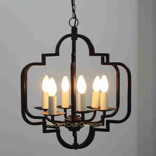Traditional Four Arm Chandelier in Black and White finish for lighting Decorations