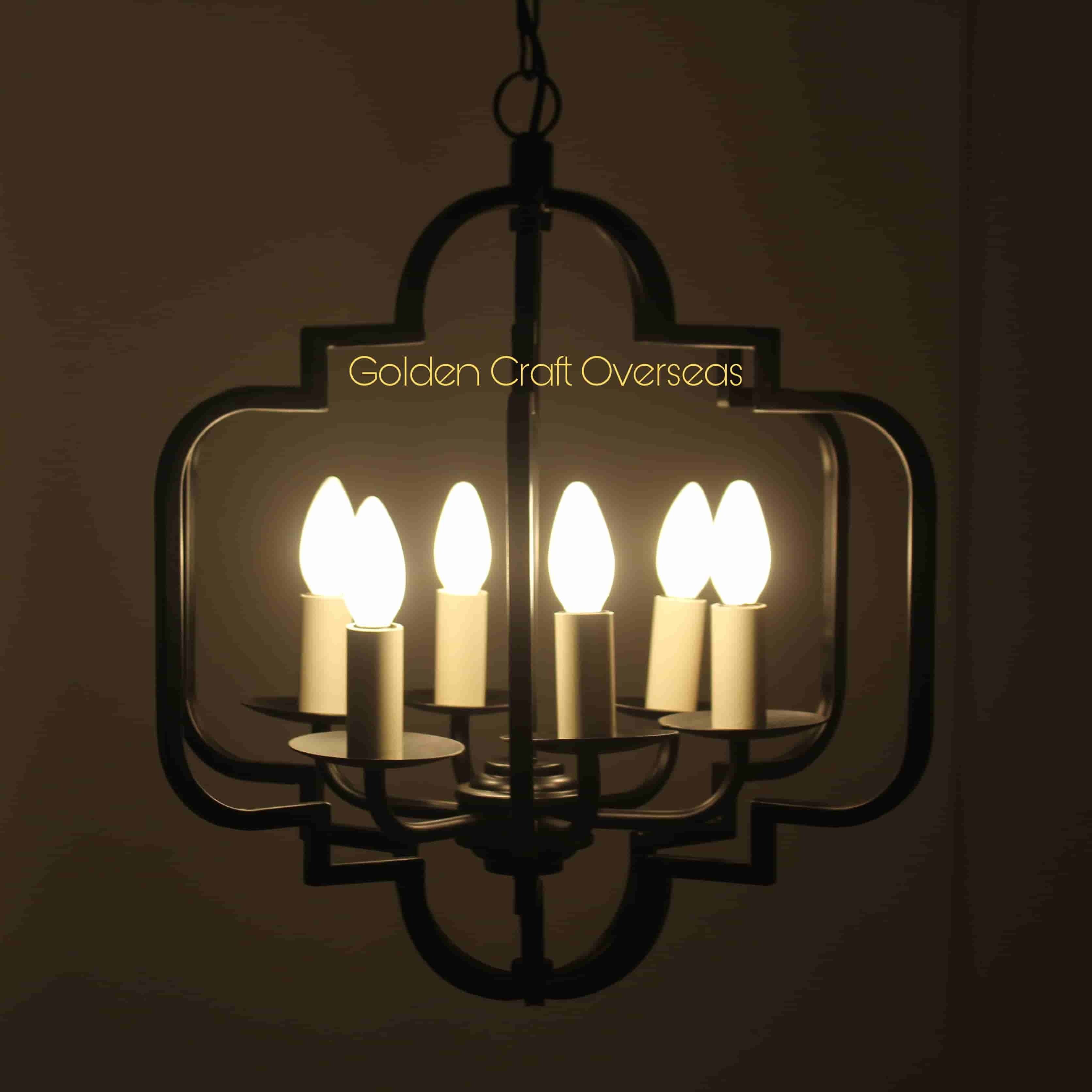 Traditional Four Arm Chandelier in Black and White finish for lighting Decorations