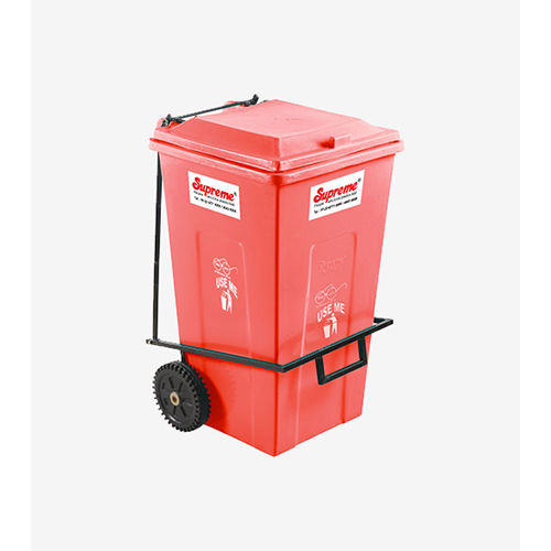 Red Wheeled Garbage Dust Bins 120 Ltr With Pedal