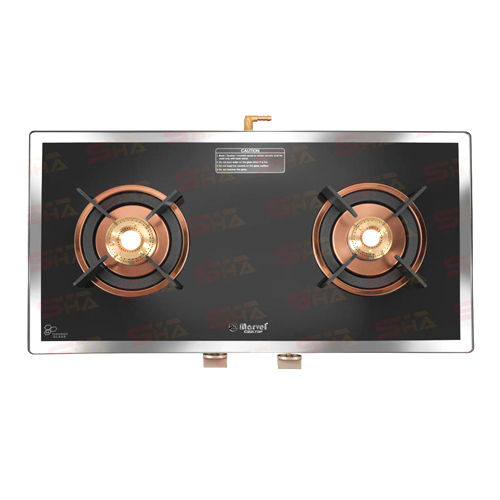 Steel Glass Top 2 Burner Gas Stove