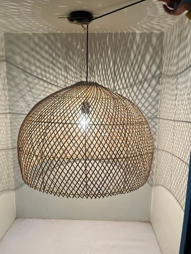 Natural Rattan Lamp Shade 3 Light Source: Energy Saving