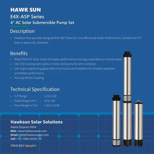 4 5HP AC CI Solar Submersible Pump Set With Controller