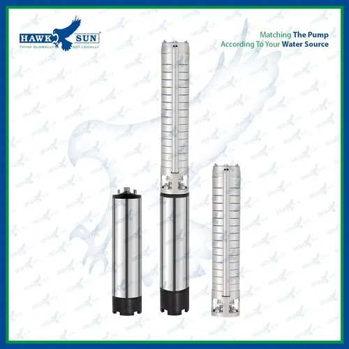 4 1HP AC Semi SS Solar Submersible Pump Set