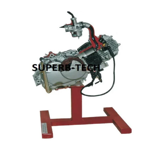 Silver & Red Cut Sectional Model Of Four Stroke Single Cylinder Engine