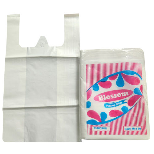 White Blossom 75 Micron Hm Milky Polythene Carry Bags