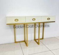 Modern Console Table With Drawer Golden Powder Coated Finish IN iron for interiors