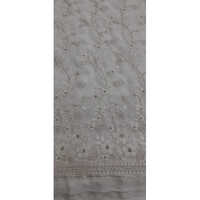 Georgette Big Panna Chikan Kari Work - Georgette Fabric, White Color | Elegant Design For All Seasons