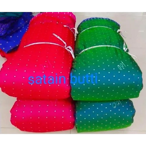 Multicolor Satin Butti Fabric