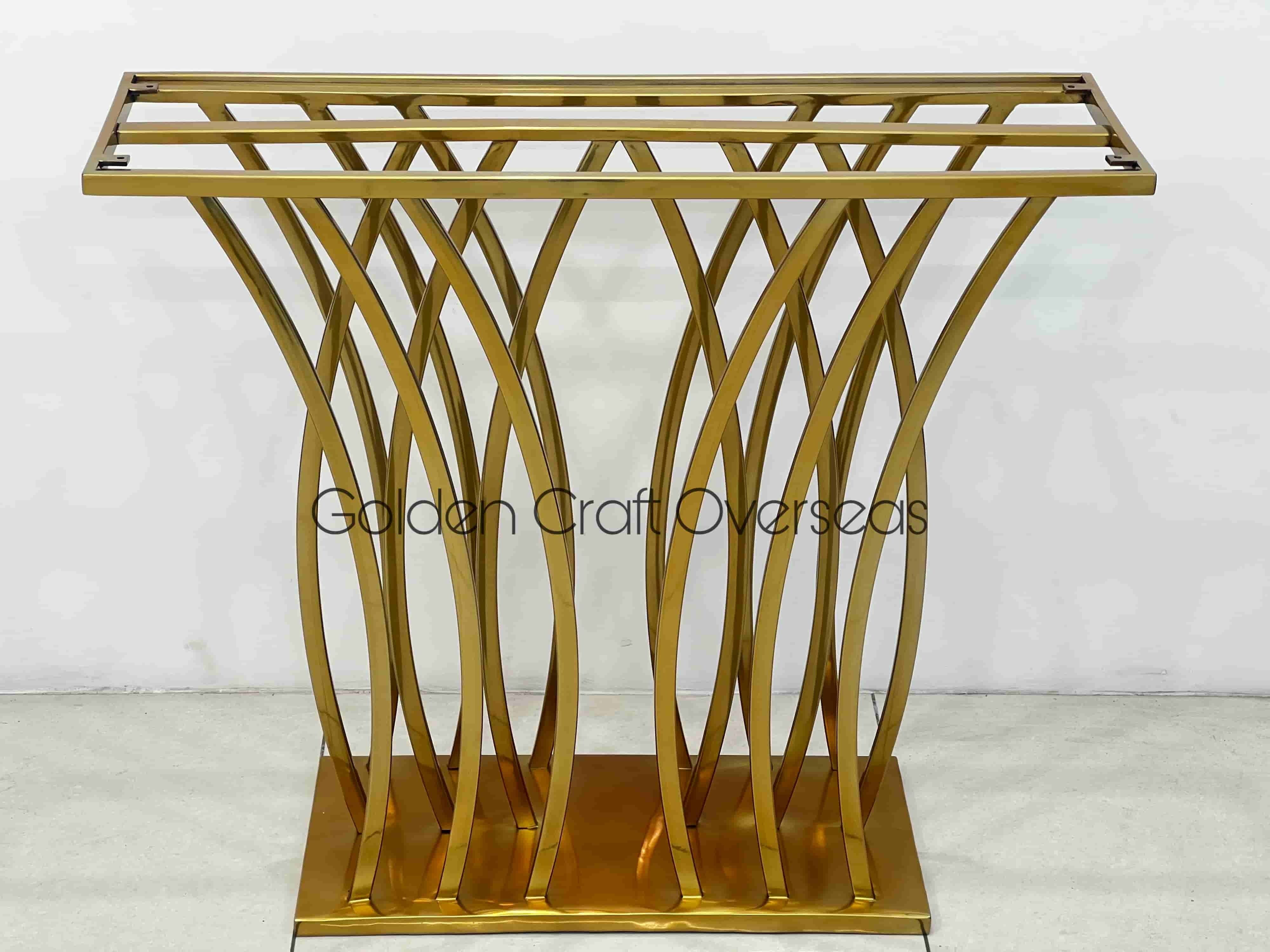 Console Table in stock in stainless steel with Gold Glossy TPR Coated finish