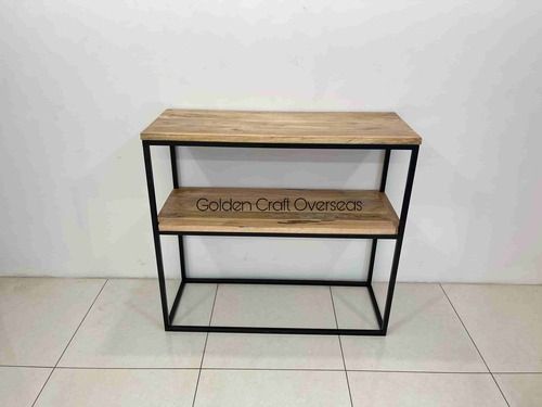 Console Table in Black with wooden Top