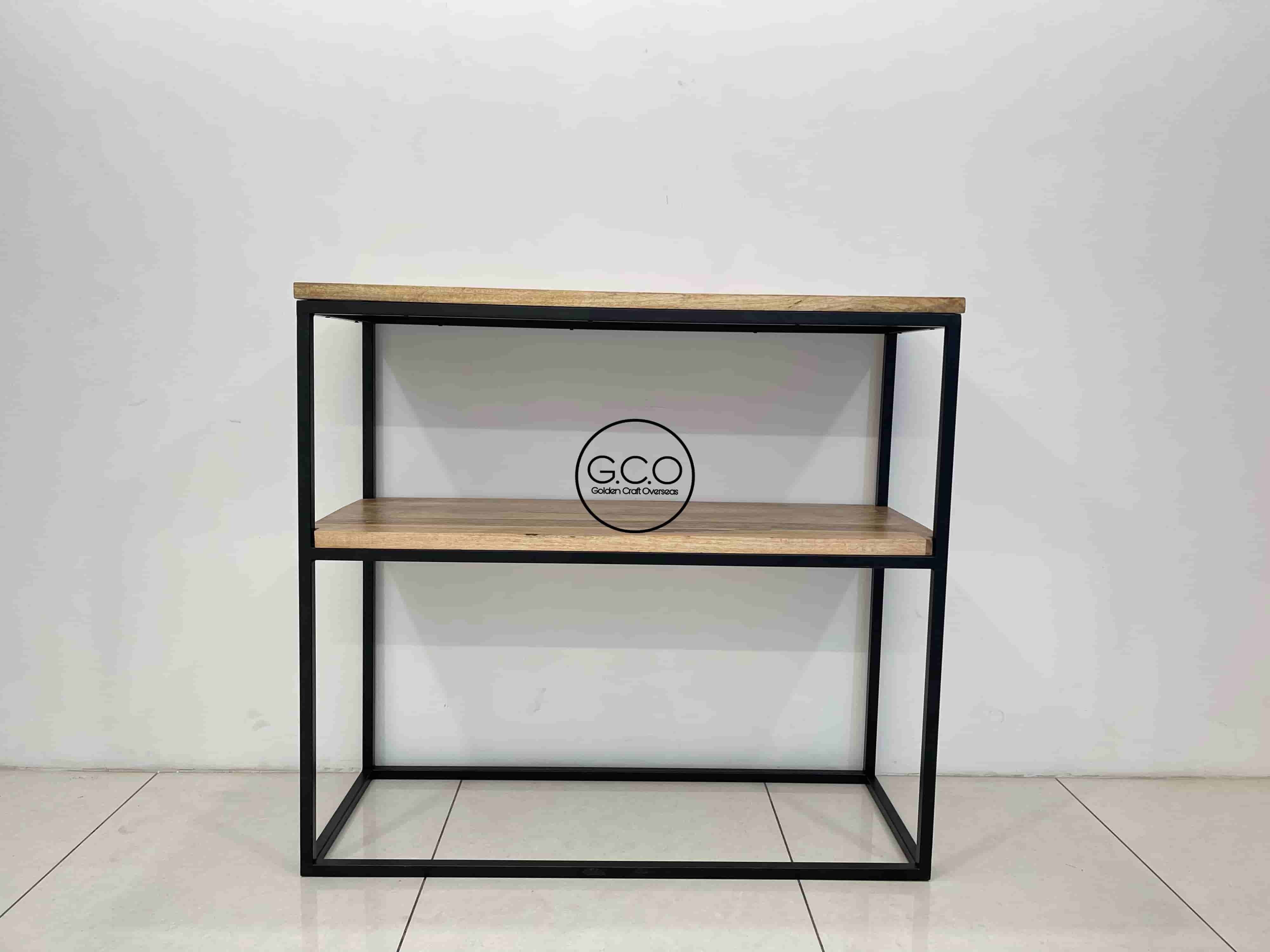 Console Table in Black with wooden Top