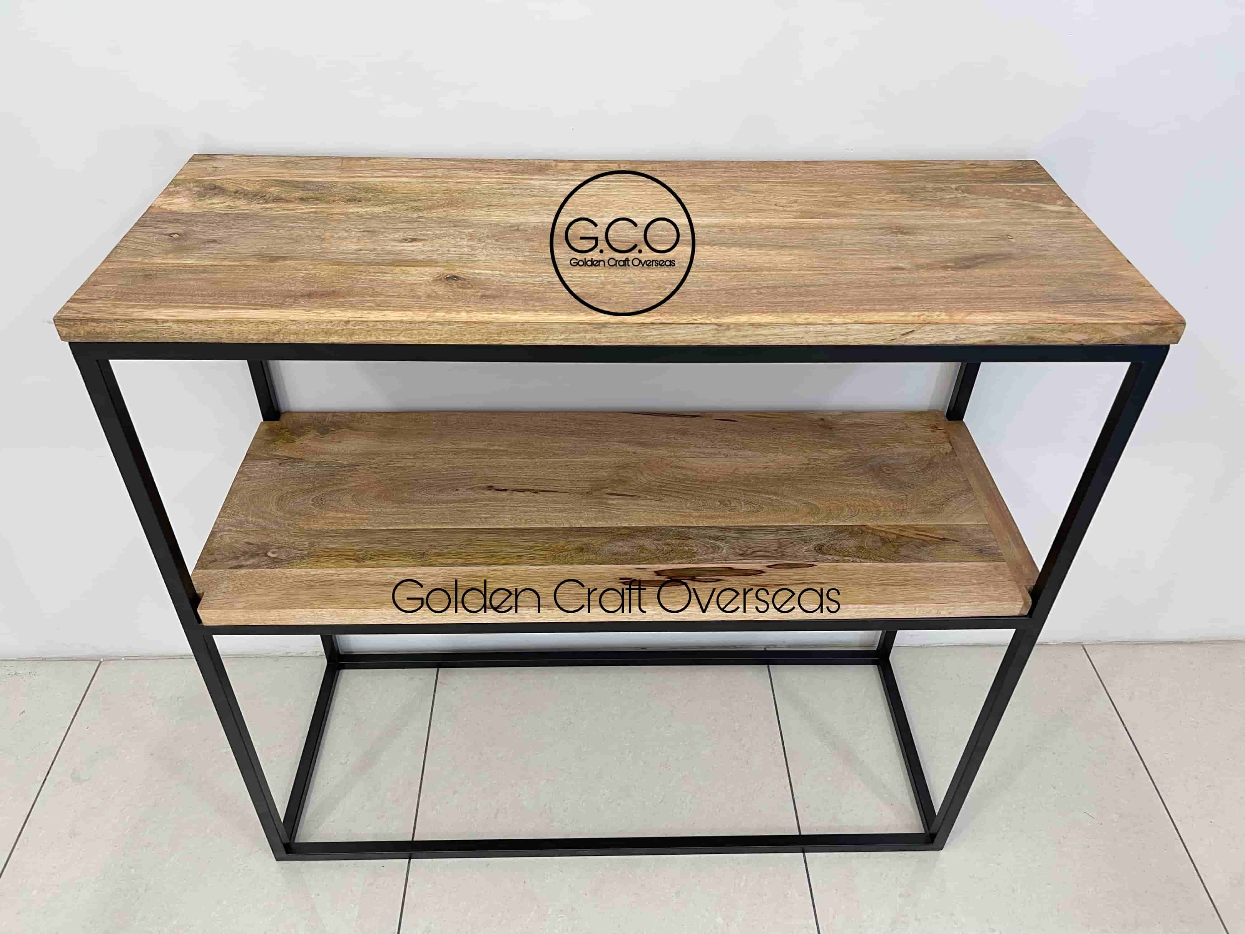 Console Table in Black with wooden Top