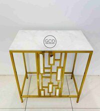 Contemporary Console Table stylish modern design in stainless steel and marble top
