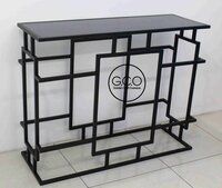 Black Console Table With Black glass Top In iron for interiors and architects