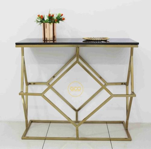 SS Console Table With Black marble