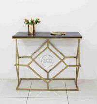 Stainless Steel Console Table with black marble top for interiors