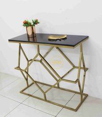 Stainless Steel Console Table with black marble top for interiors