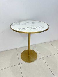 Round Dining Table with marble top 4 seater in stainless steel composite marble top