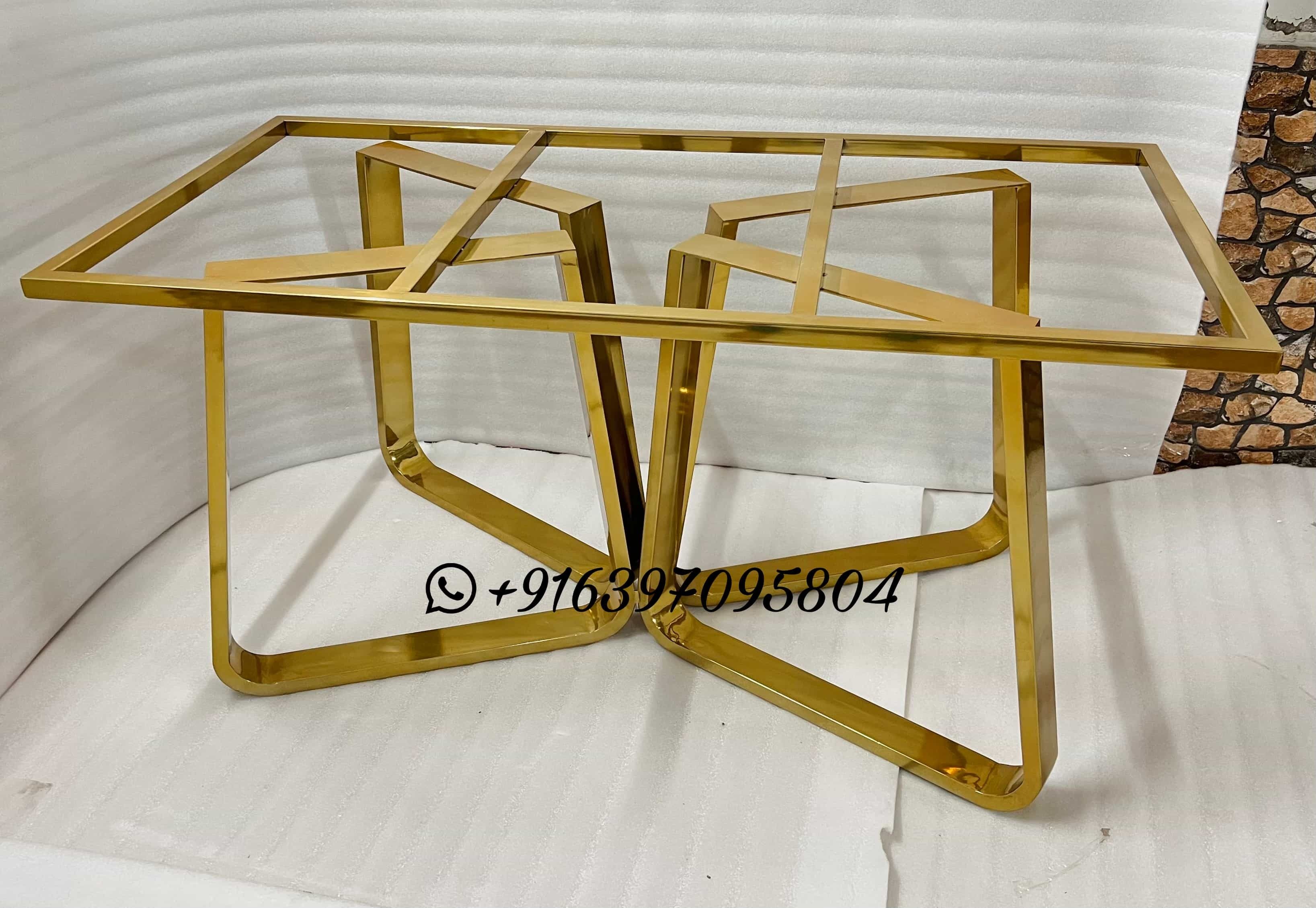Dinning table set with chairs in stainless steel frames only