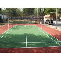 Outdoor Synthetic Badminton Court - Pvc Material, Rectangle Shape, Red & Green Color | Anti-aging, Environmentally-friendly, Antibacterial Features