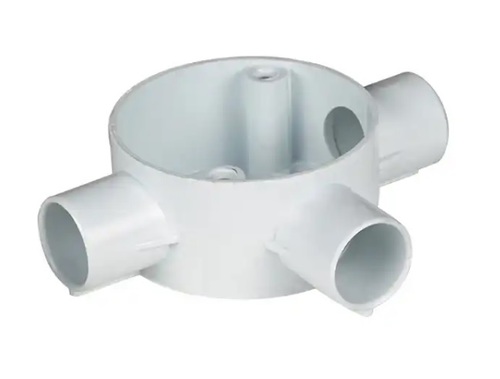 PVC Round Junction Box - IP67 Rated, Surface Mounted for Conduit Termination & Splicing, Durable Blank Cover & Gasket Included