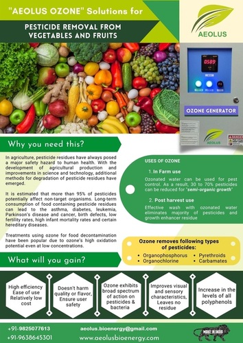 Pesticide removal from Vegetables and Fruits with Ozone