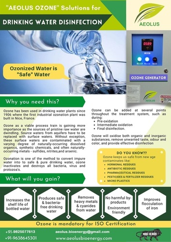 Drinking water Disinfection and Safety management using Ozone
