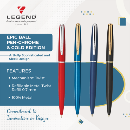 Epic Ball Pen With Chrome Part - Color: Multicolour