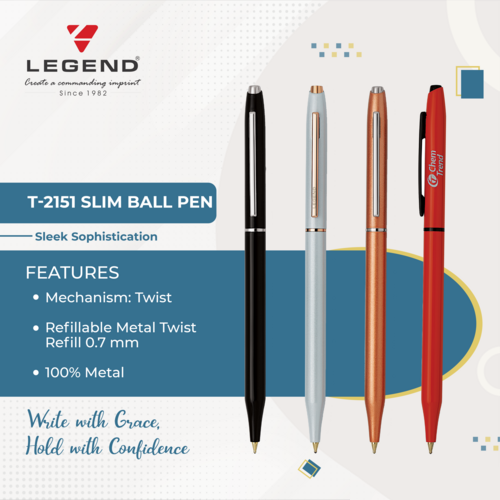 T2151 Slim Ball Pen - Color: Multicolour