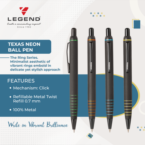 Taxes Neon Click Ball Pen - Color: Multicolour