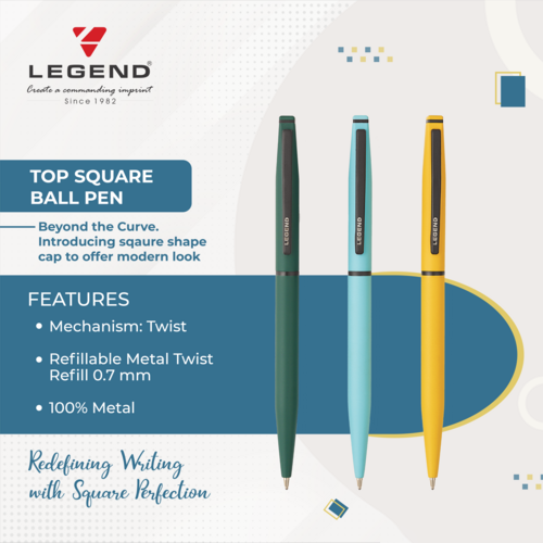 Top Square Ball Pen - Color: Multicolour