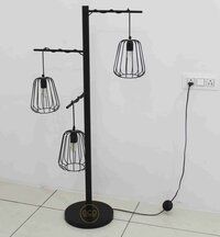 Three Arms Floor Lamp in iron with matte black powder coated finish for interior lighting