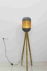 Wooden Floor Lamp With Metal Lamp Shade for interior lighting and decorations