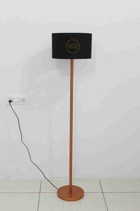 Minimalist Rose Gold Floor Lamp in iron with black cotton shade for interiors