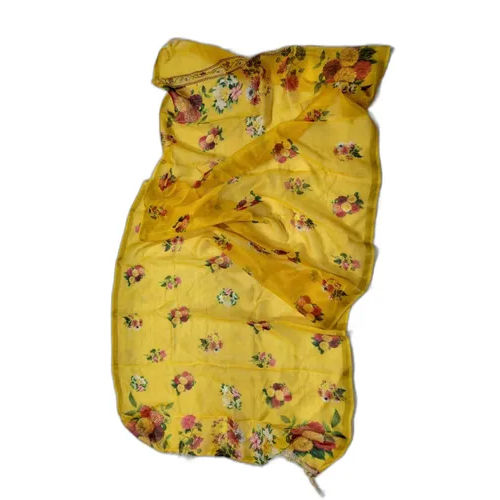 Yellow Banarasi Cotton Digital Print Silk Dupatta