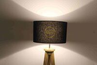 Wooden Tripod Floor Lamp with black cotton shade for interior decors