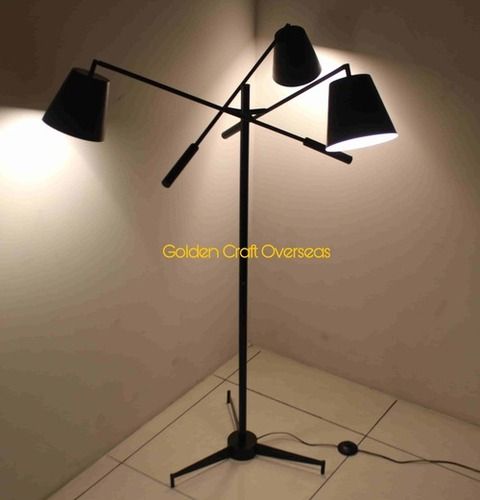 Rotating Shade Floor Lamp with three arms black and white finish