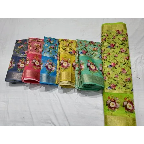 Shinny Banarasi Cotton Zari Skert With Digital Printing