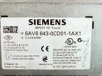 SIEMENS 6AV6 643-0CD01-1AX1 HMI