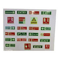 Fire Exit Glow Sign Plate - PVC Body, 4 Inch x 12 Inch Size, Grey Color | Electric Power Supply, Suitable for Industrial Applications