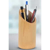 Bamboo Set With Pen Stand - Bamboo Material, Various Sizes, Wooden Color | Stylish Round Design, Ideal For Office Use, Easy To Clean And Maintain