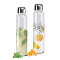 Borosilicate Glass Bottle - Borosilicate Glass, Various Sizes, Multicolored | Narrow Flip Top, Dishwasher Safe, Custom Logo Options