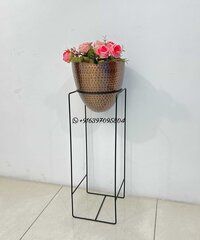 Atique Hammered Planter Pot with matte black iron stand for decorations